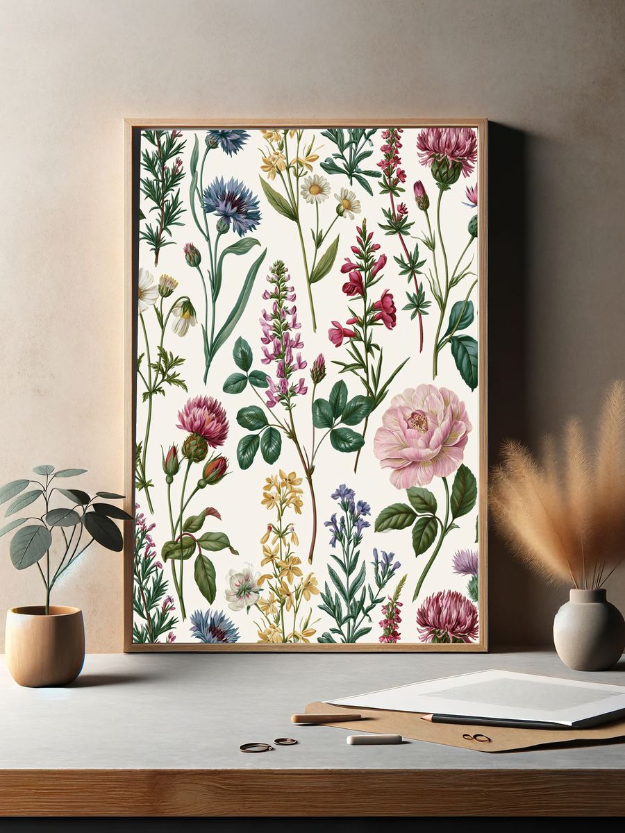 Wildflower Botanical Print. — room view 2