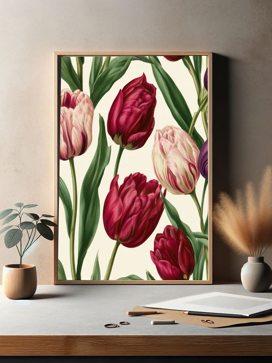 Tulip Garden Botanical Print. — room view 2