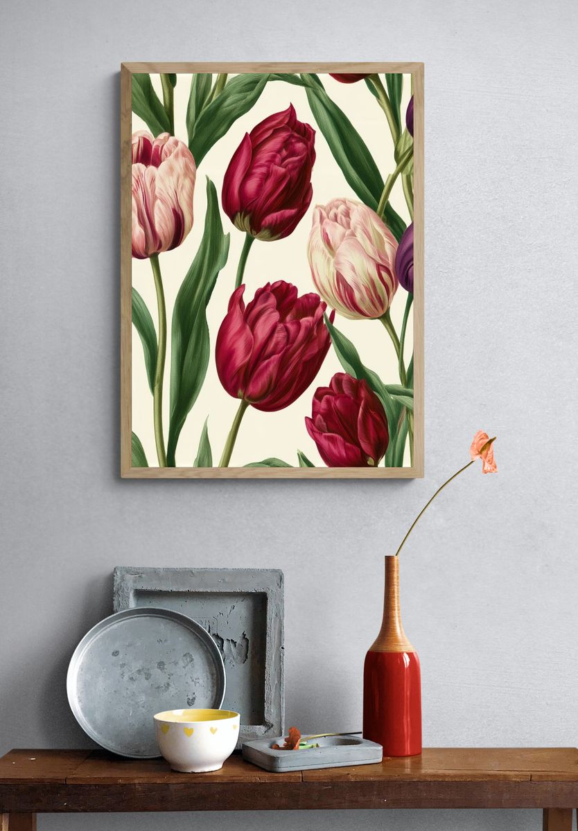 Tulip Garden Botanical Print. — room view 3