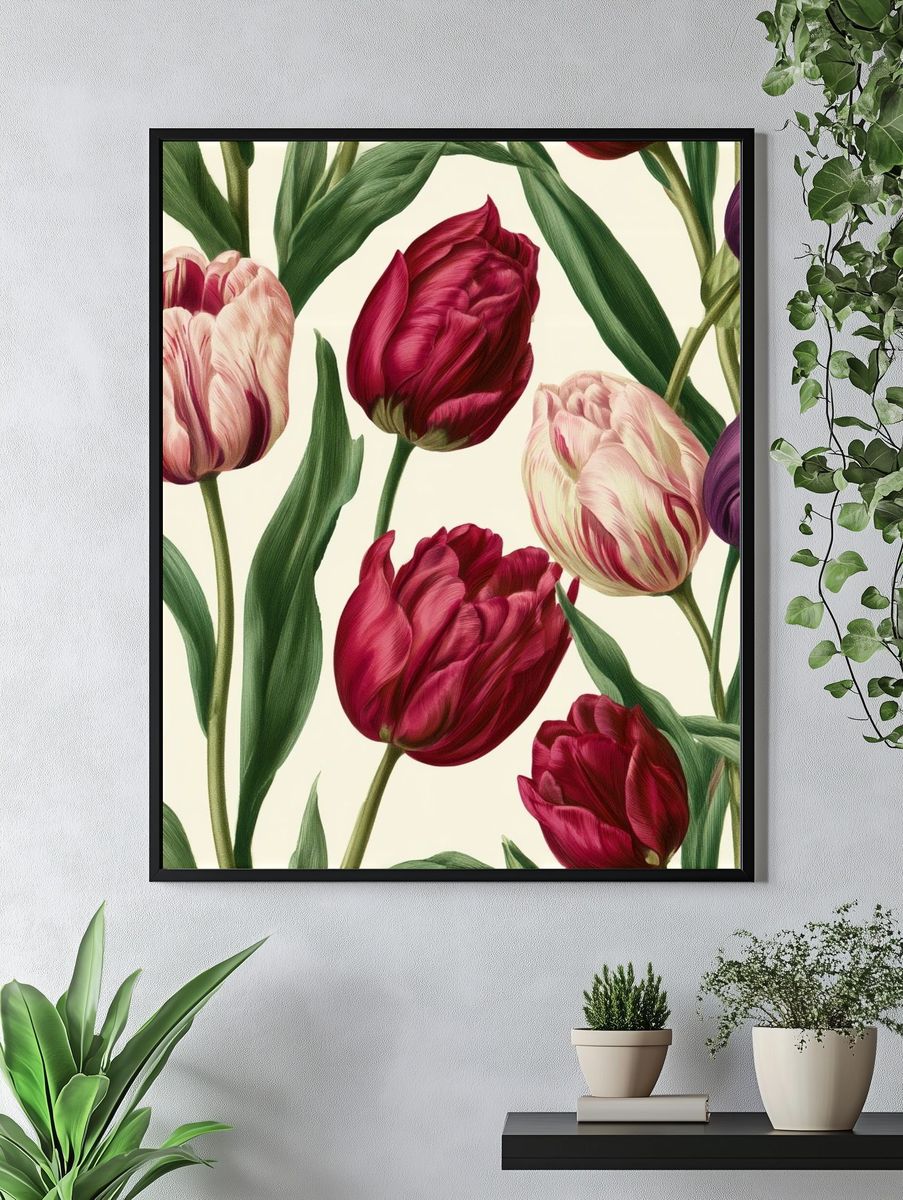 Tulip Garden Botanical Print. — room view 4