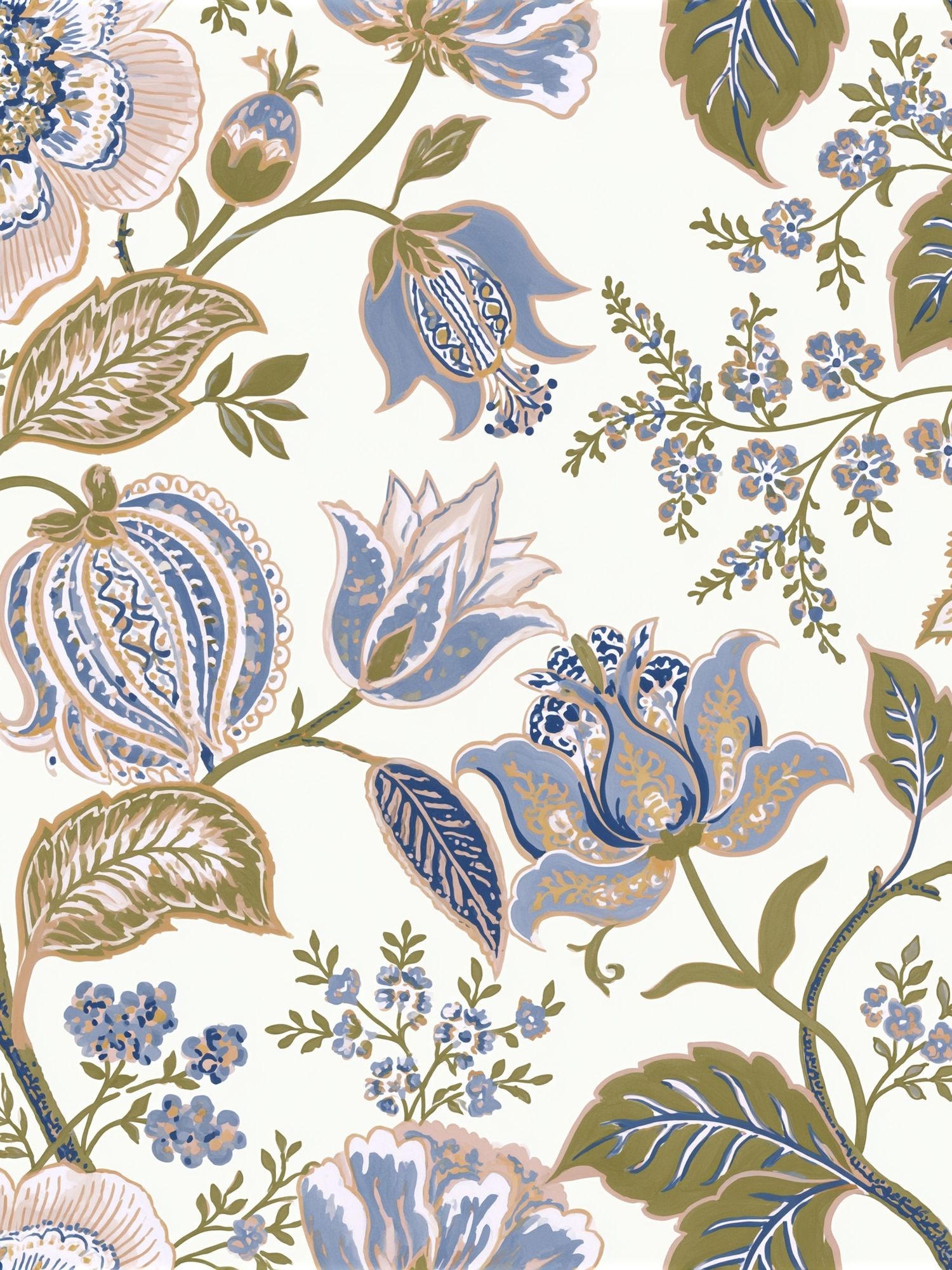Blue Floral Vine Pattern Print. poster — botanical art