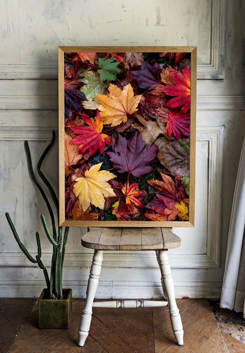 Autumn Maple Leaves Botanical Print. room preview
