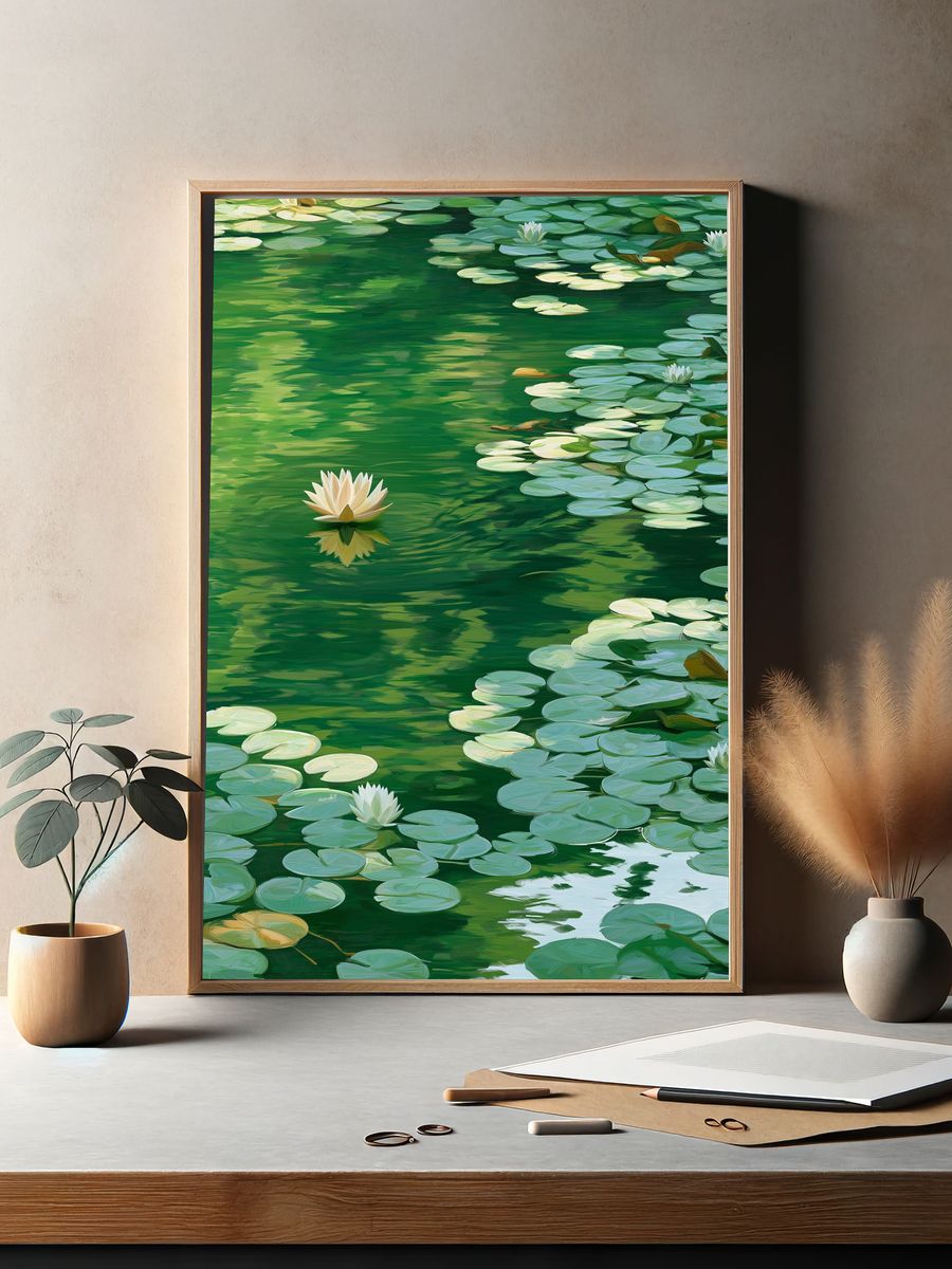 Water Lilies Impressionist Poster. — room view 2