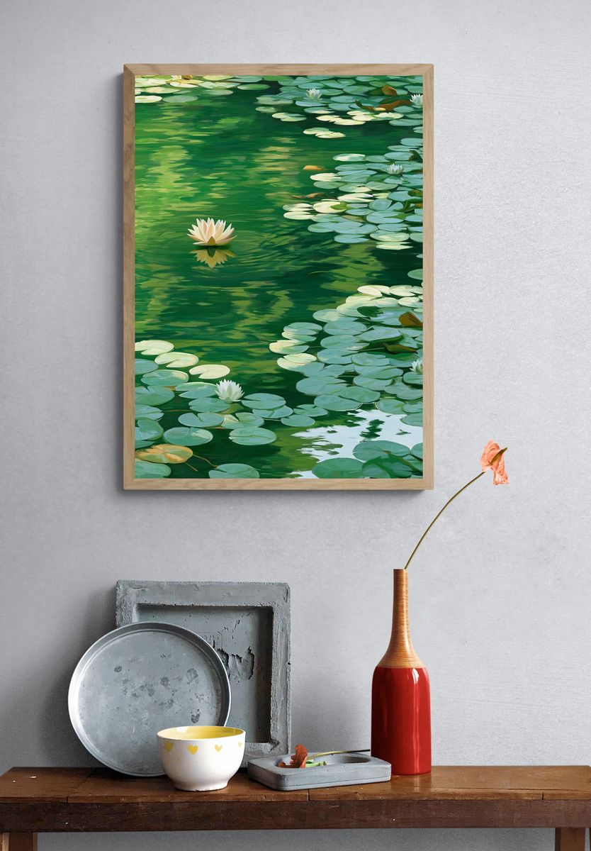 Water Lilies Impressionist Poster. — room view 3