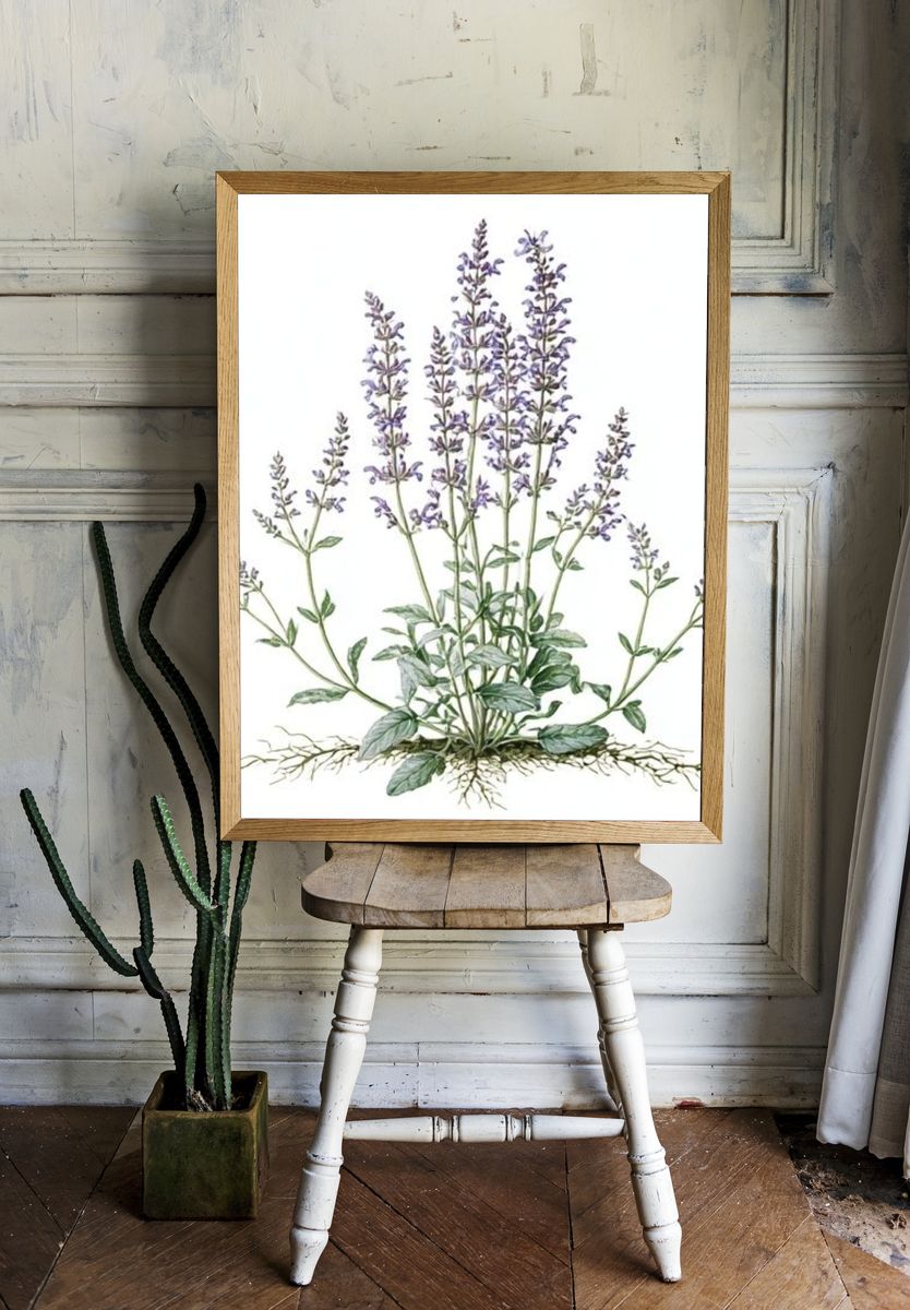 Lavender Botanical Print. room preview