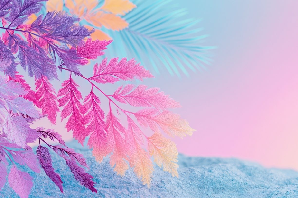 Pastel Fern Leaves Botanical Print. poster detail