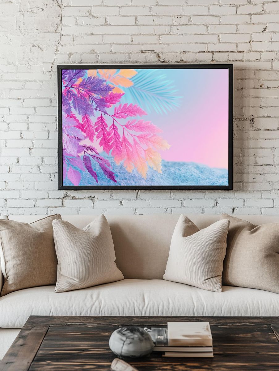 Pastel Fern Leaves Botanical Print. — room view 1