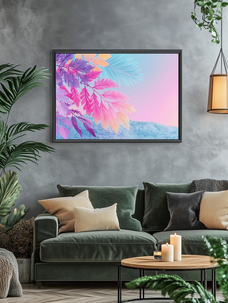 Pastel Fern Leaves Botanical Print. — room view 4