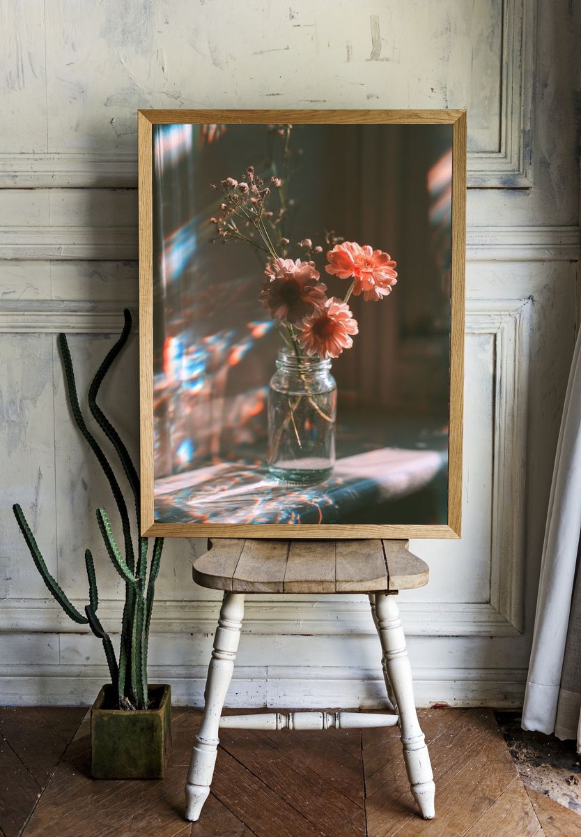 Sunlit Flowers Still Life Poster. room preview