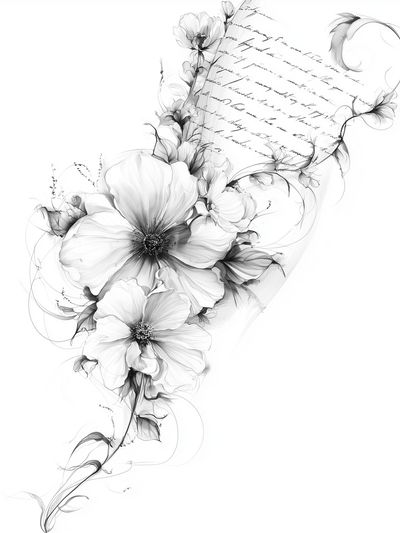 Monochrome Floral Sketch Print. poster