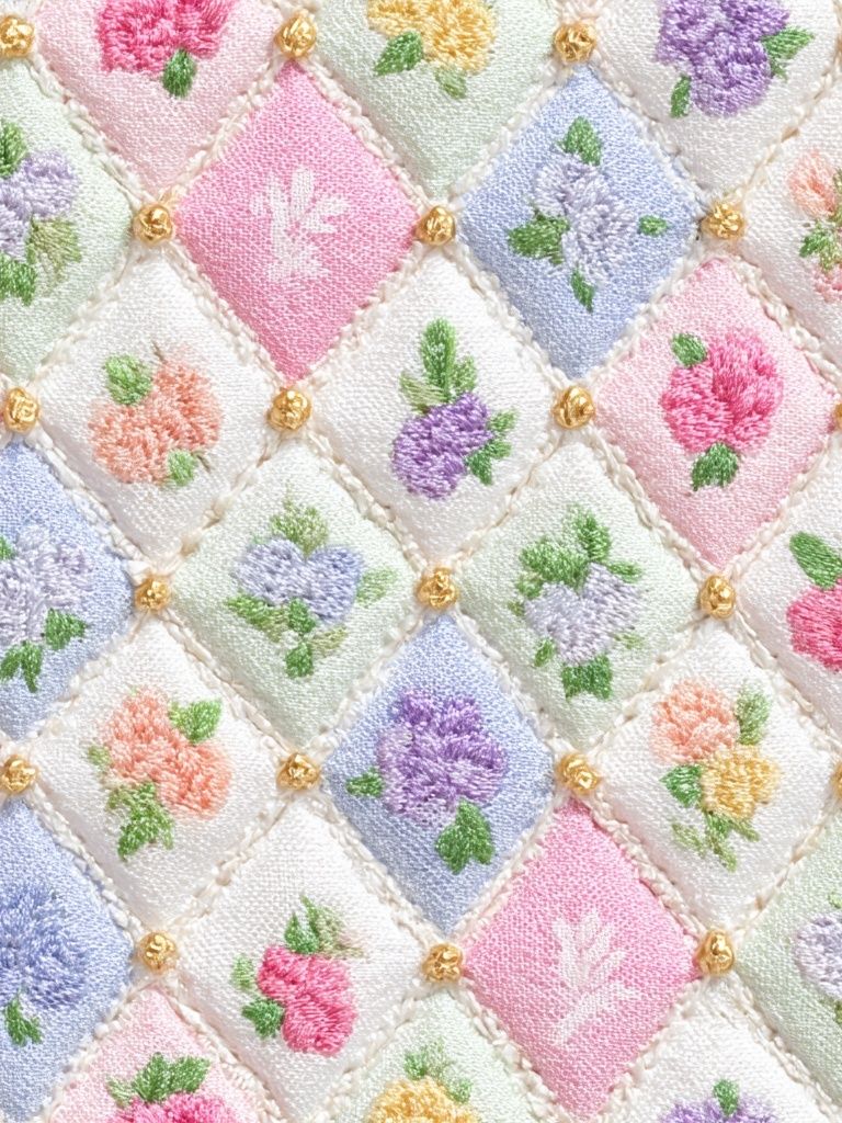 Pastel Floral Quilt Pattern Print. poster detail