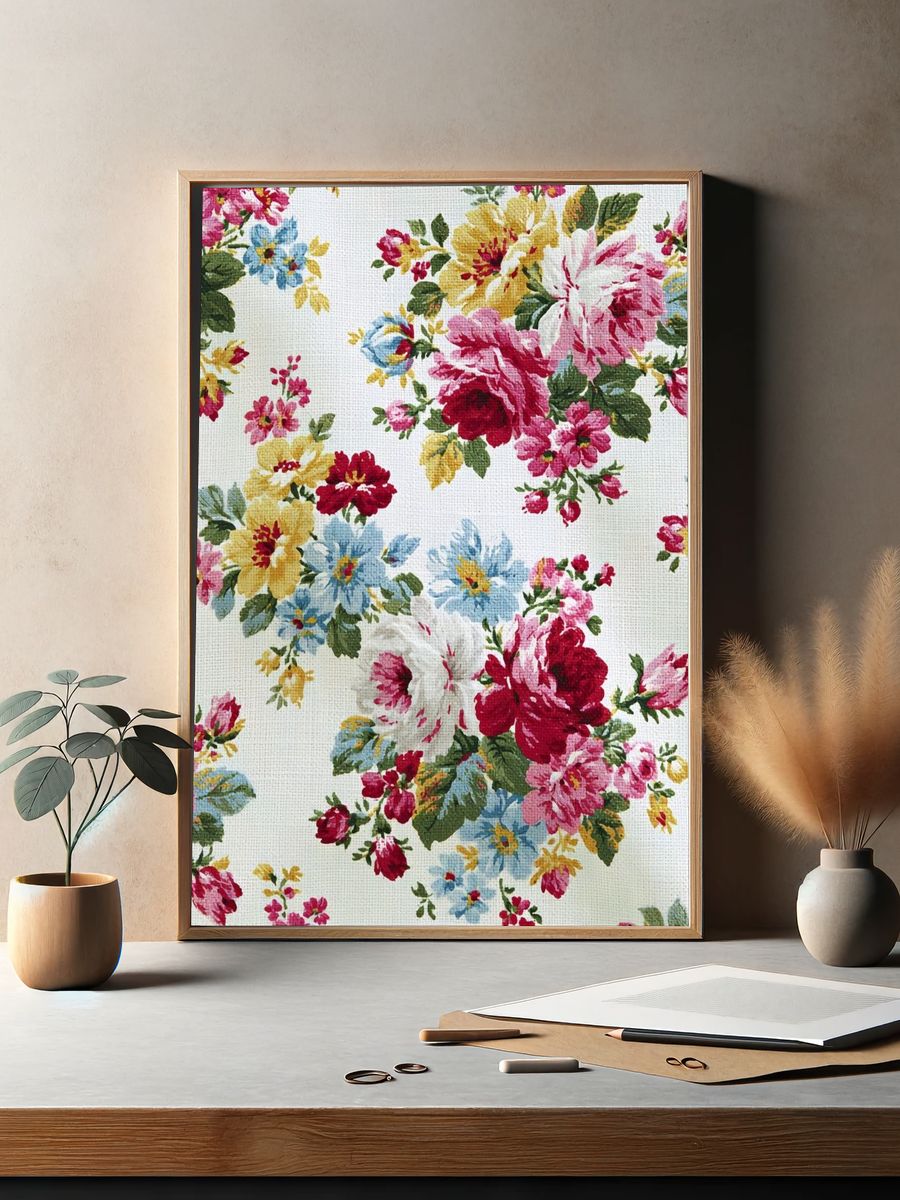 Vintage Floral Pattern Print. — room view 2