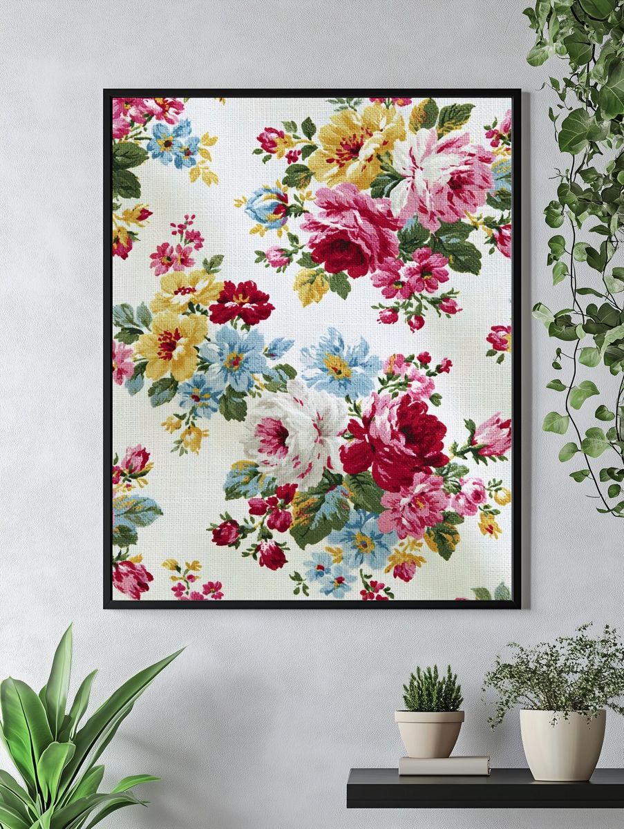 Vintage Floral Pattern Print. — room view 4