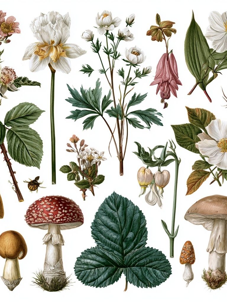 Botanical Mushroom Study Poster. poster detail