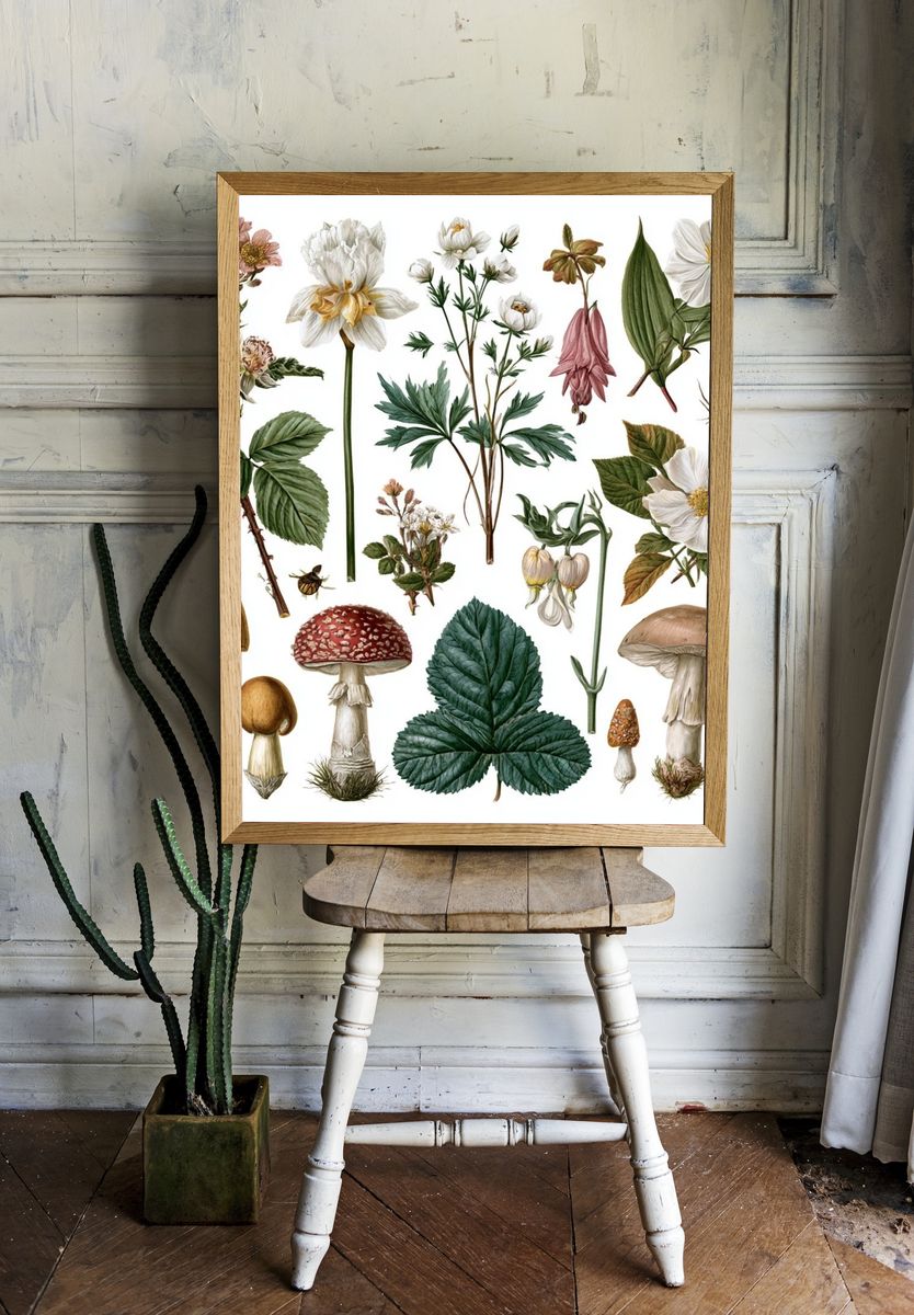 Botanical Mushroom Study Poster. room preview