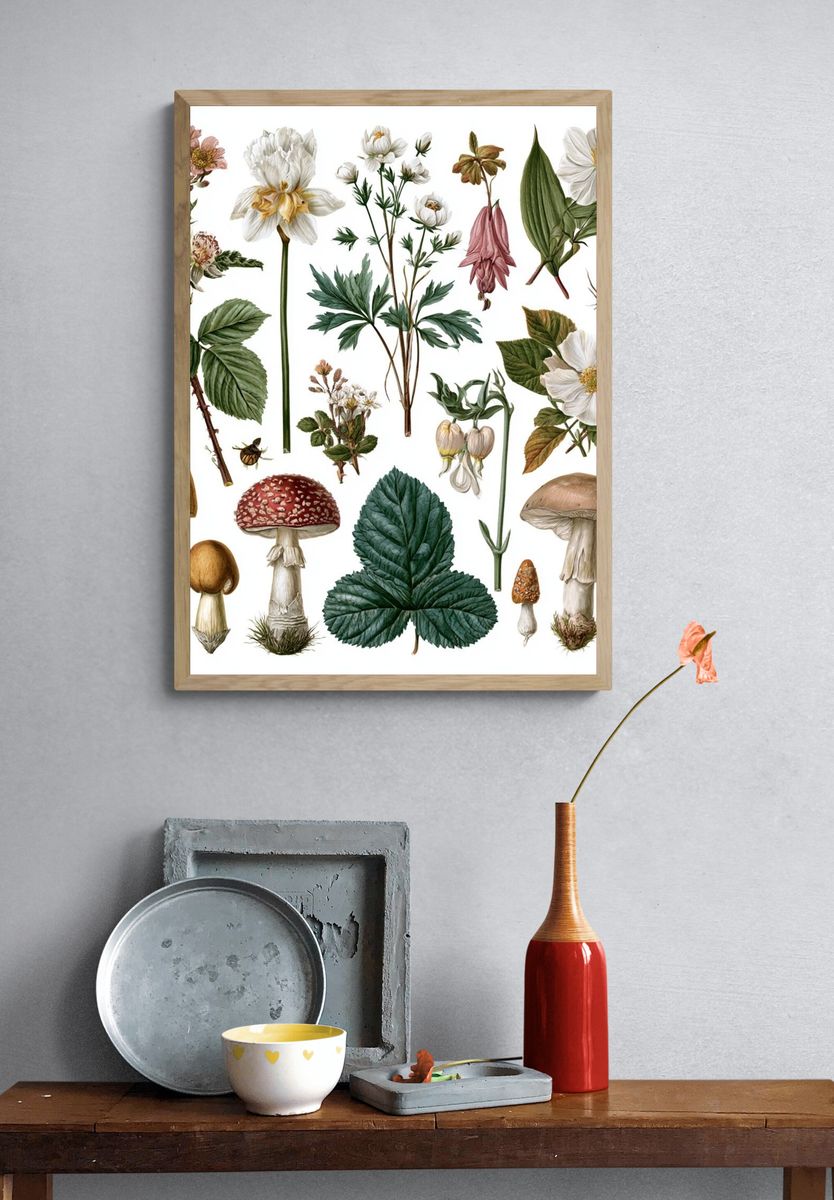 Botanical Mushroom Study Poster. — room view 3