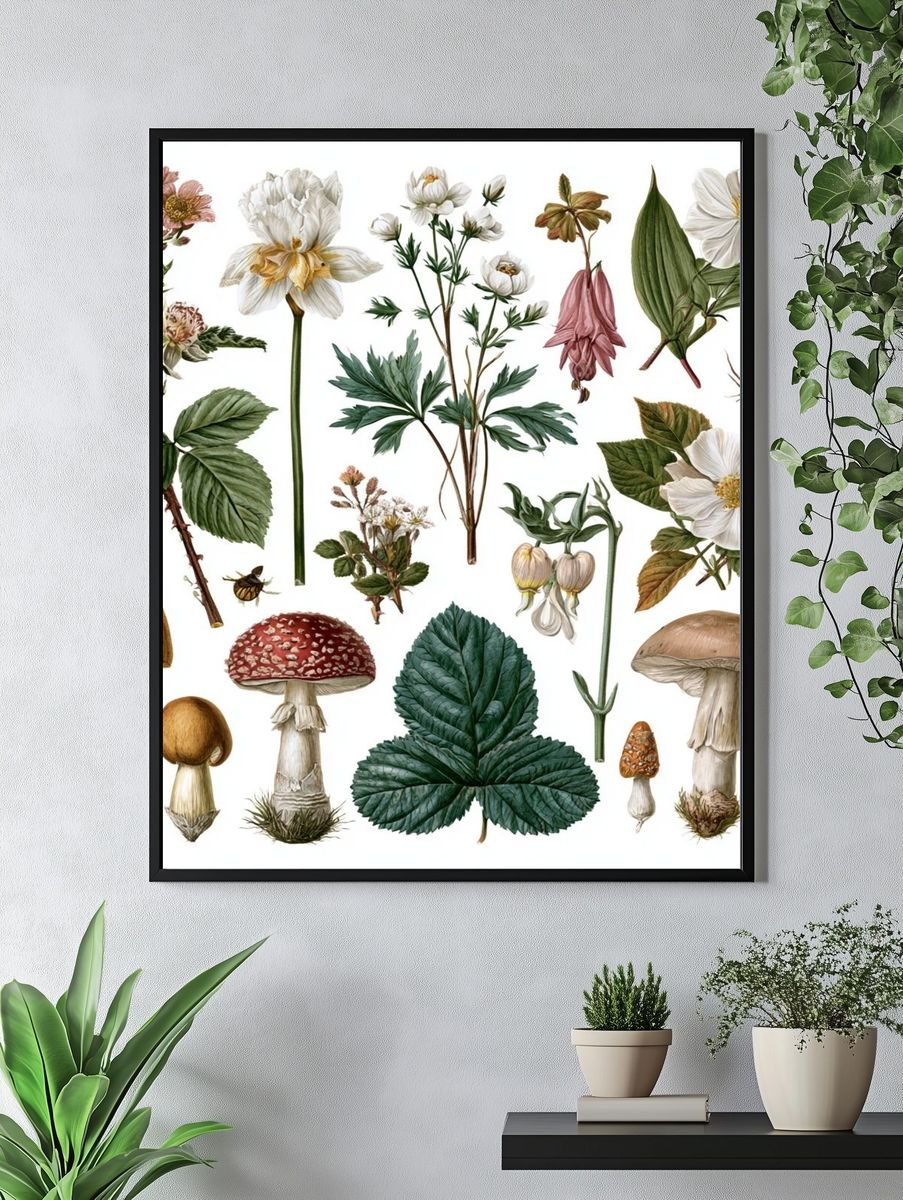 Botanical Mushroom Study Poster. — room view 4