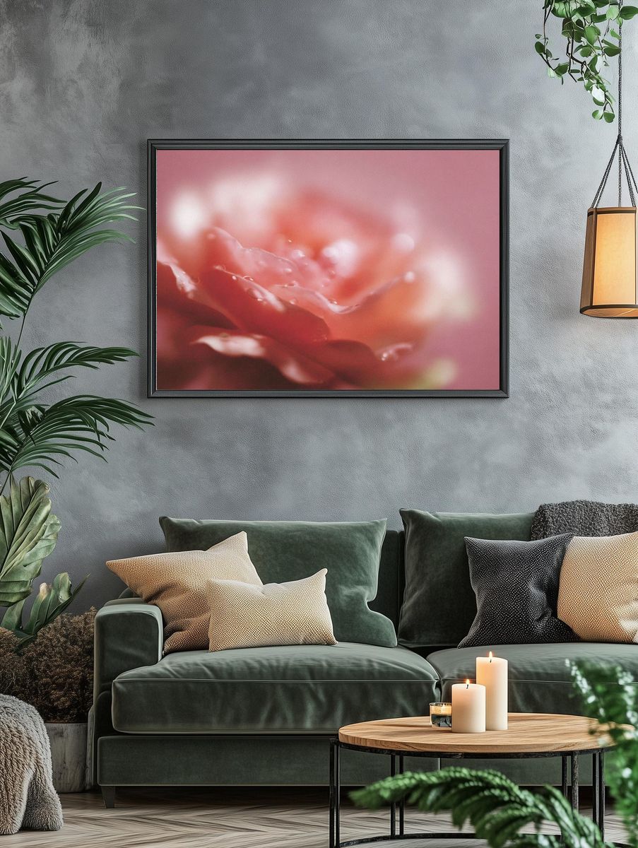Soft Pink Flower Macro Print. — room view 4