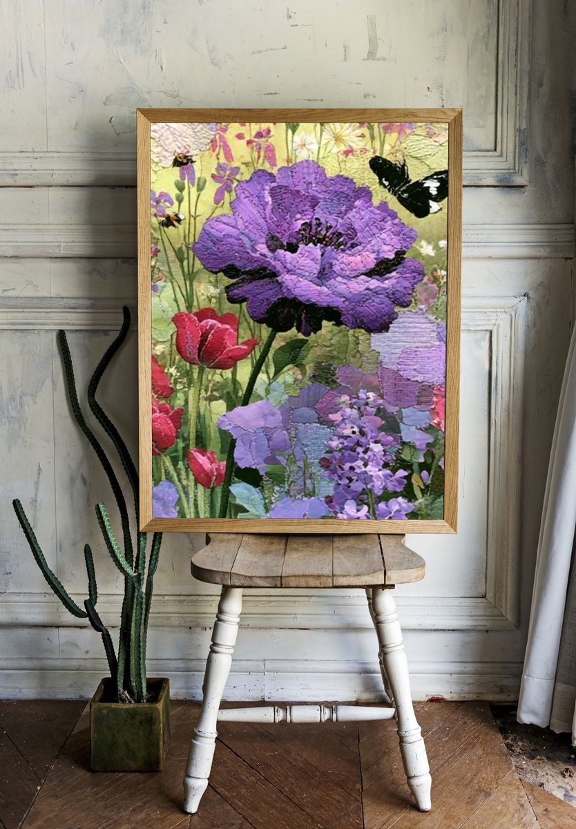 Purple Wildflower Botanical Print. room preview