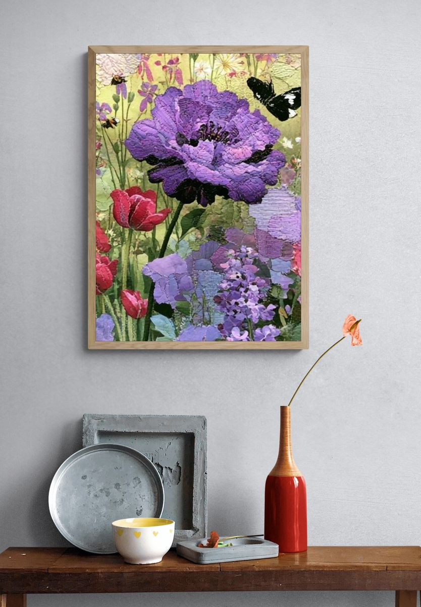 Purple Wildflower Botanical Print. — room view 3
