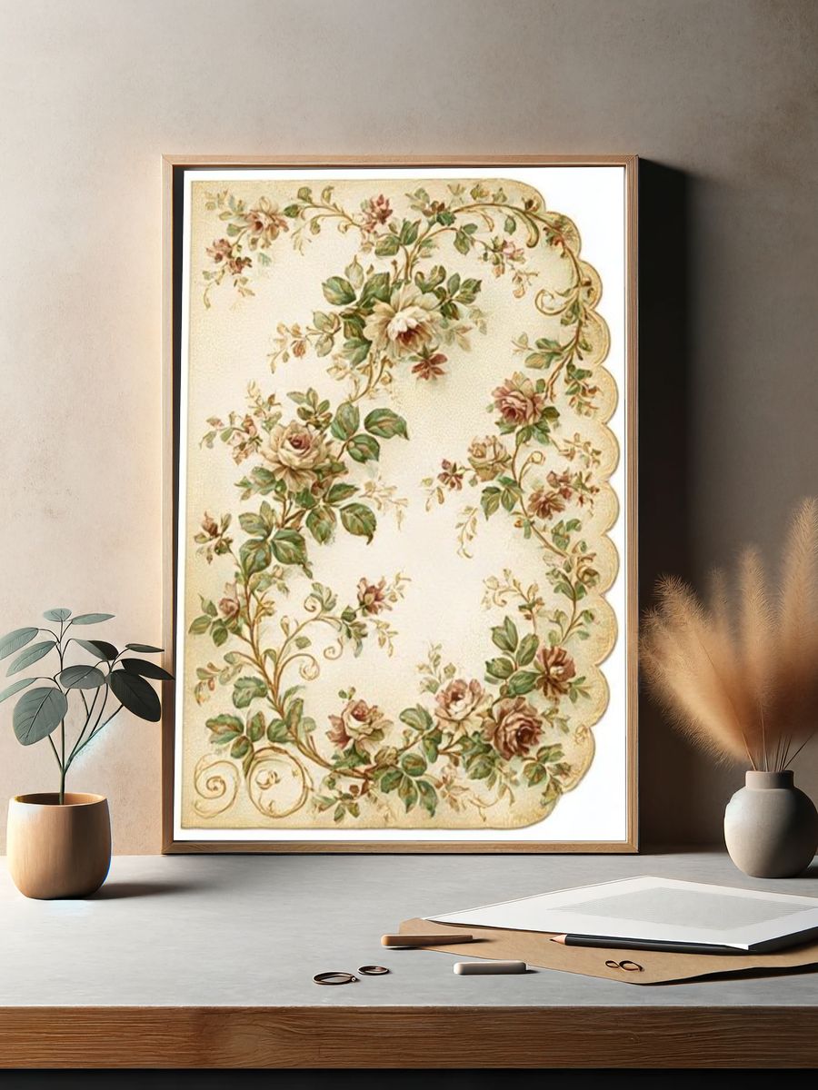 Vintage Floral Border Poster. — room view 2