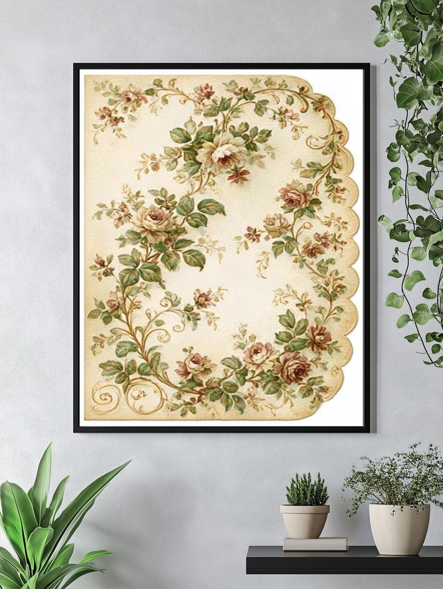 Vintage Floral Border Poster. — room view 4