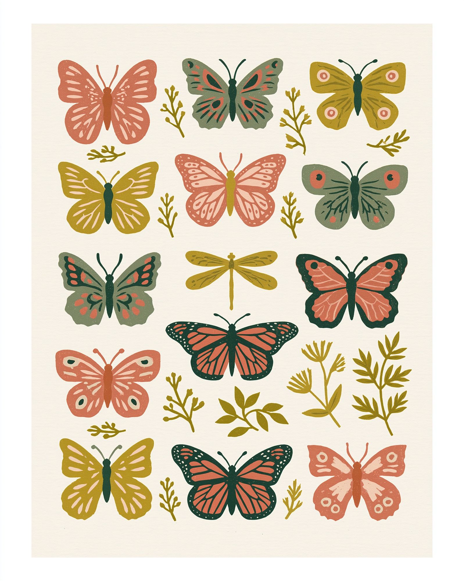 Butterfly Garden Illustration Poster. poster — botanical art