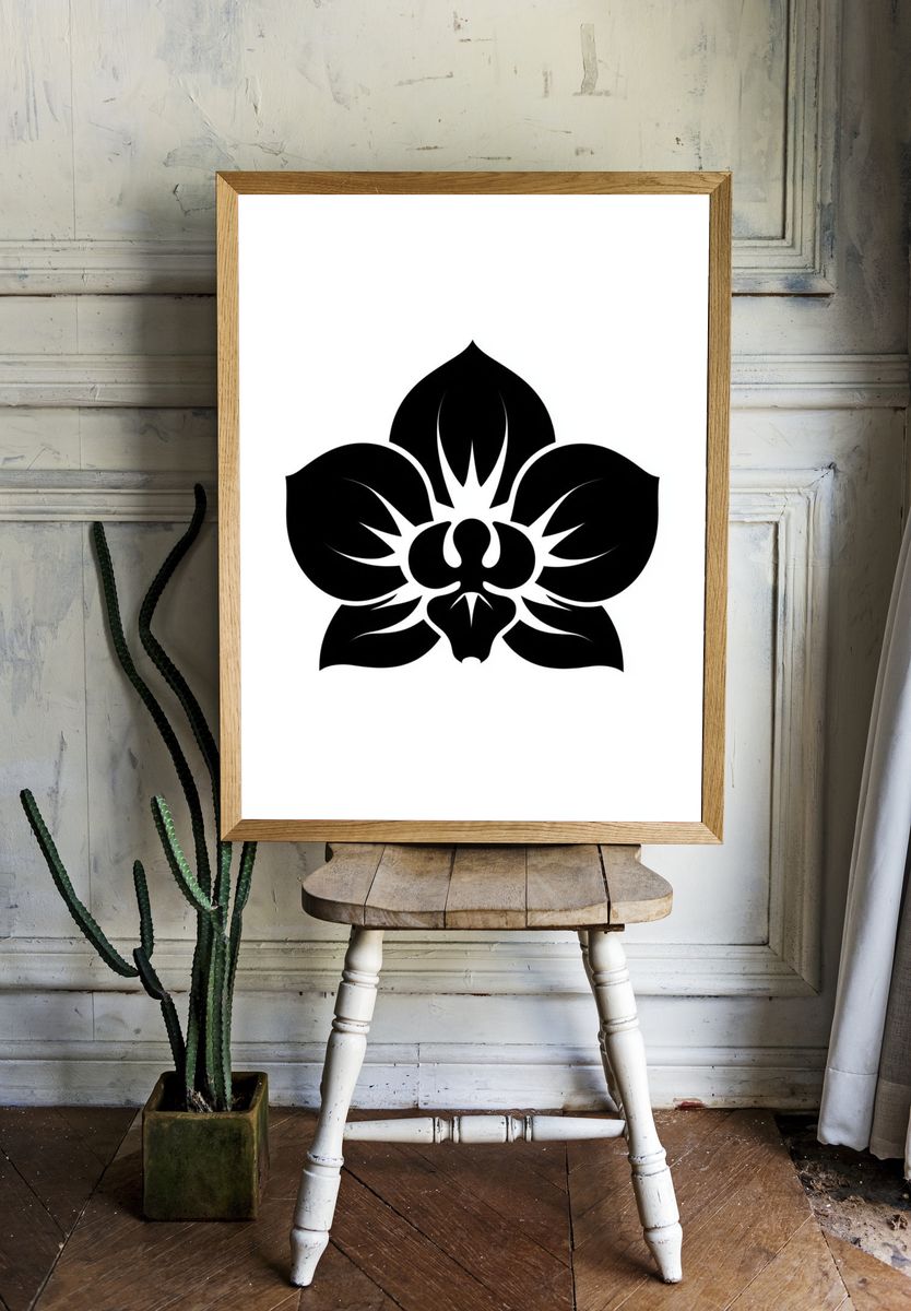 Black Orchid Minimalist Print. — room view 1