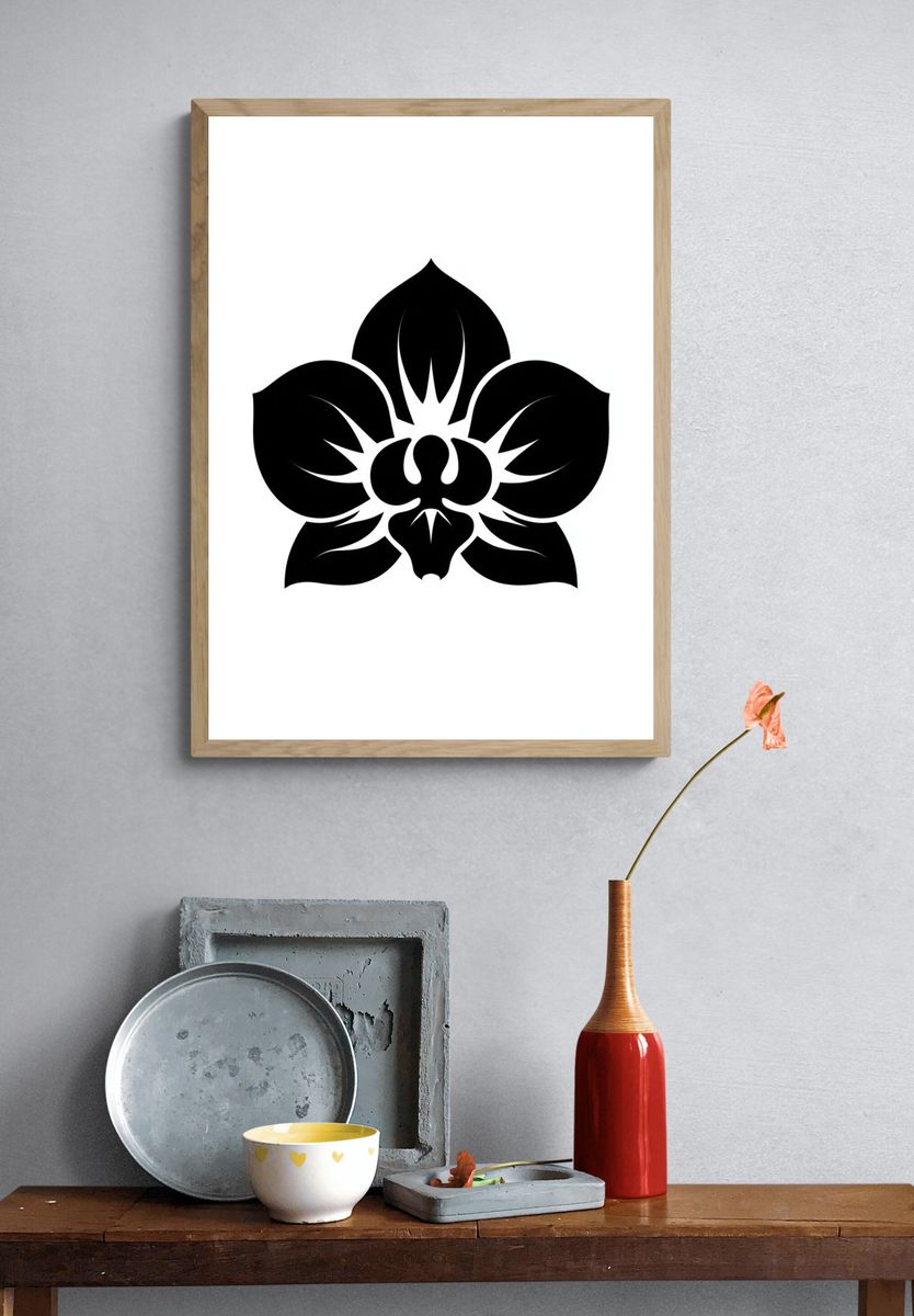 Black Orchid Minimalist Print. — room view 3