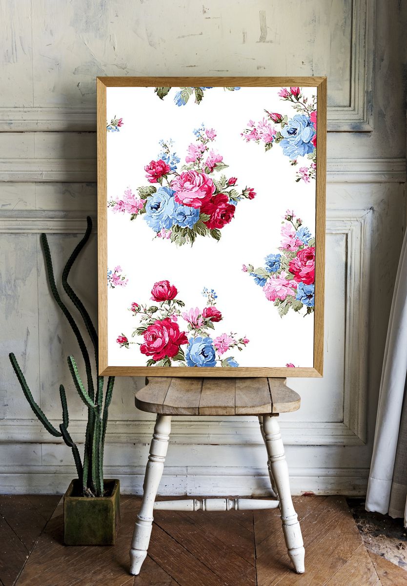Floral Bouquet Vintage Print. room preview
