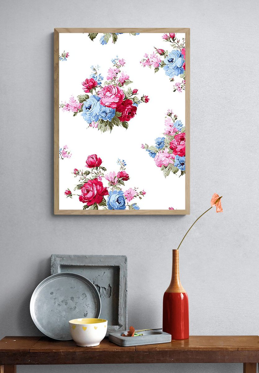 Floral Bouquet Vintage Print. — room view 3