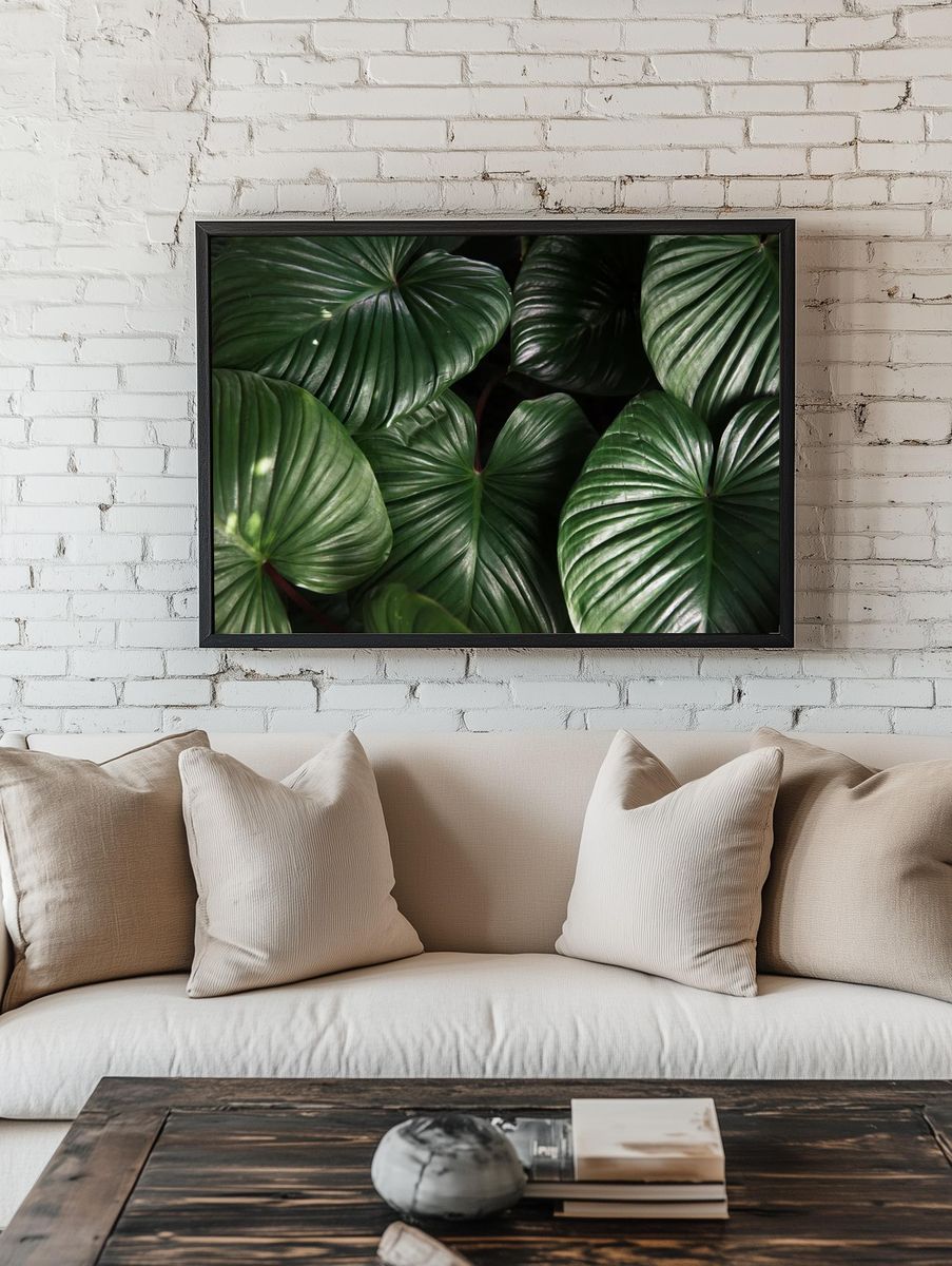 Green leaves textured background. room preview