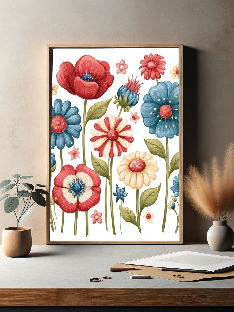 Retro Floral Bouquet Poster. — room view 2