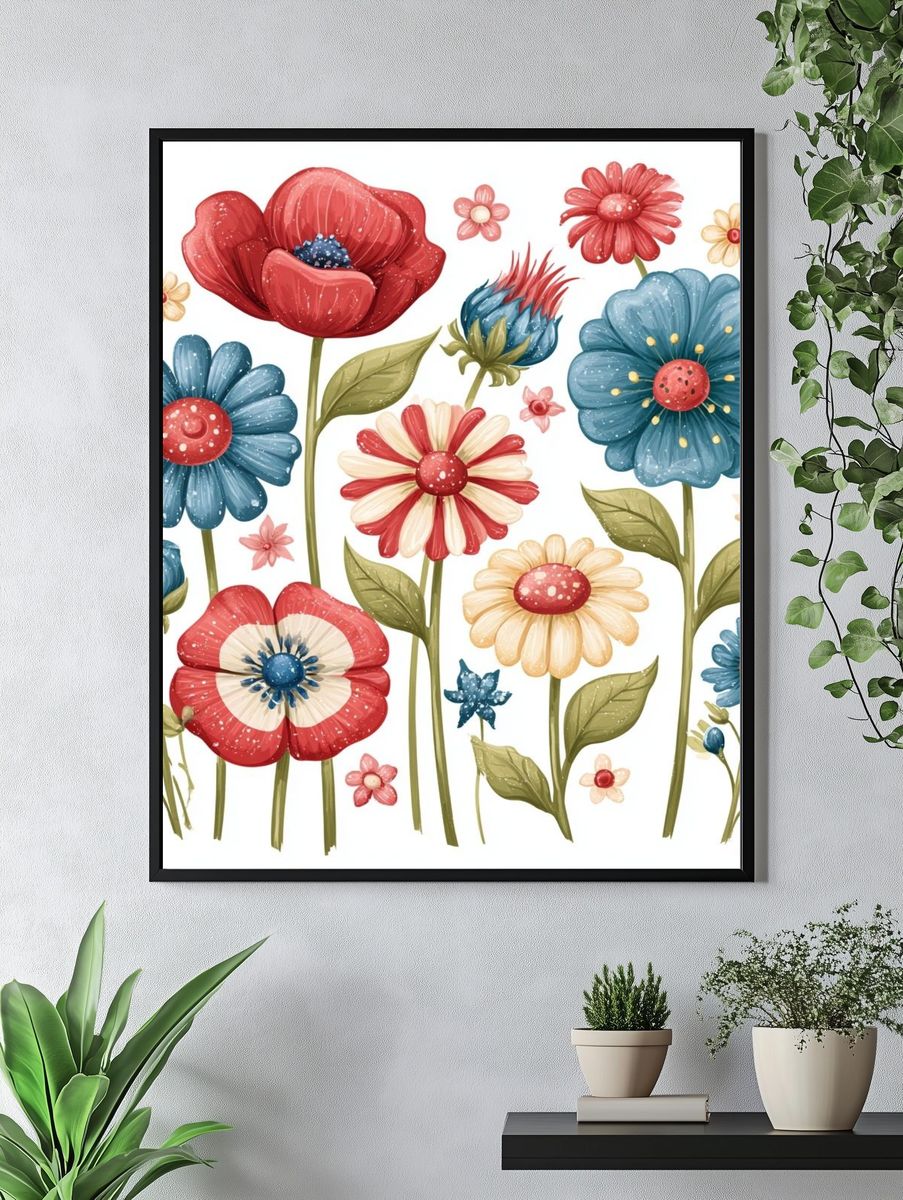 Retro Floral Bouquet Poster. — room view 4