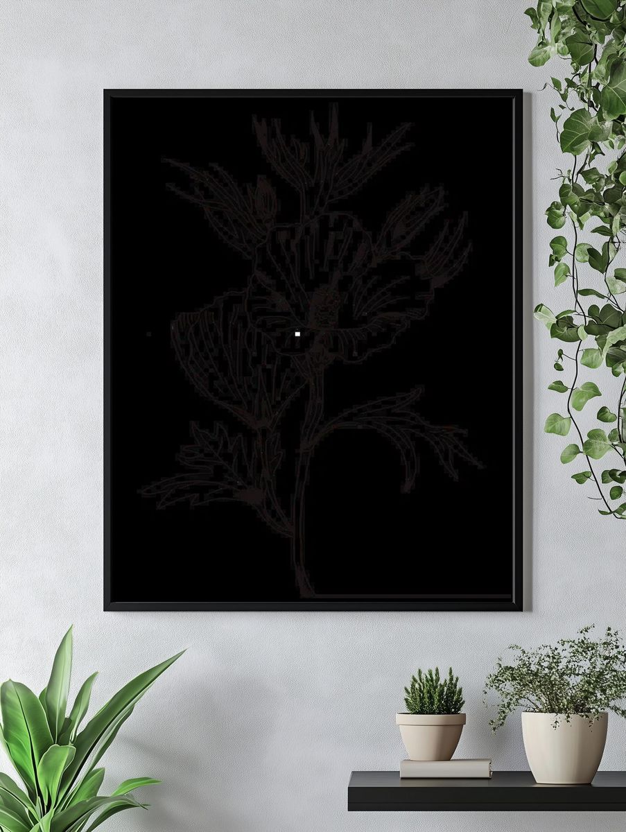Hand drawn Lilac hibiscus flower. — room view 4