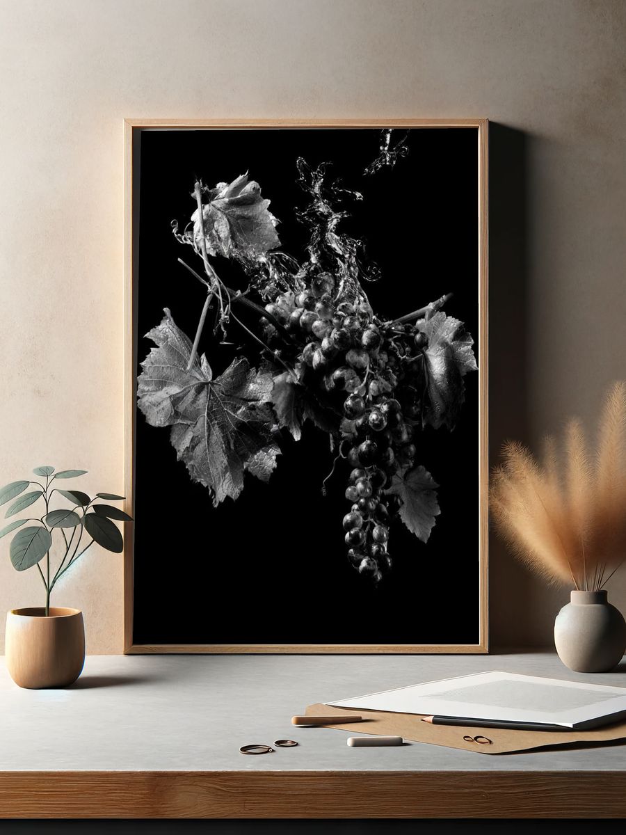 Black Grapes Still Life Poster. — room view 2