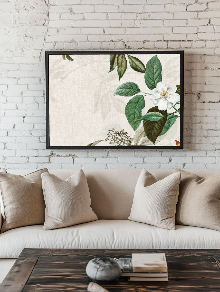 Weaved background musk rose illustration. — room view 1