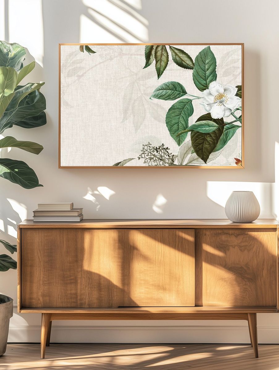 Weaved background musk rose illustration. — room view 3