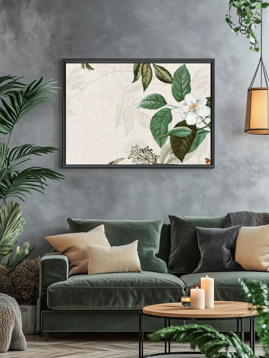 Weaved background musk rose illustration. — room view 4