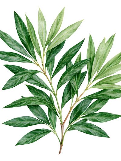 Green Botanical Leaves Print.
