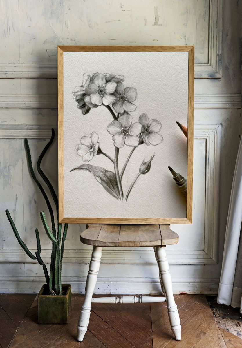 Botanical Pencil Sketch Poster. room preview