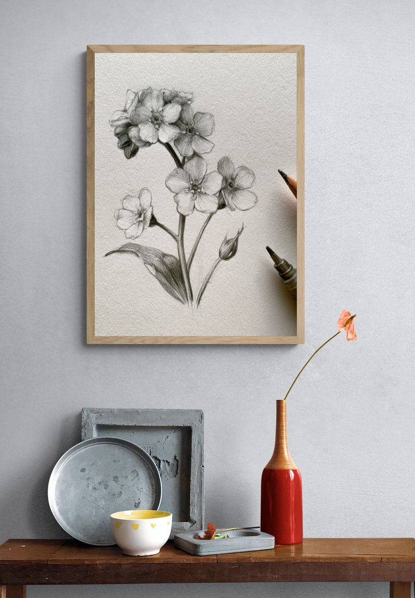 Botanical Pencil Sketch Poster. — room view 3
