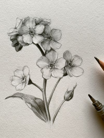 Botanical Pencil Sketch Poster.