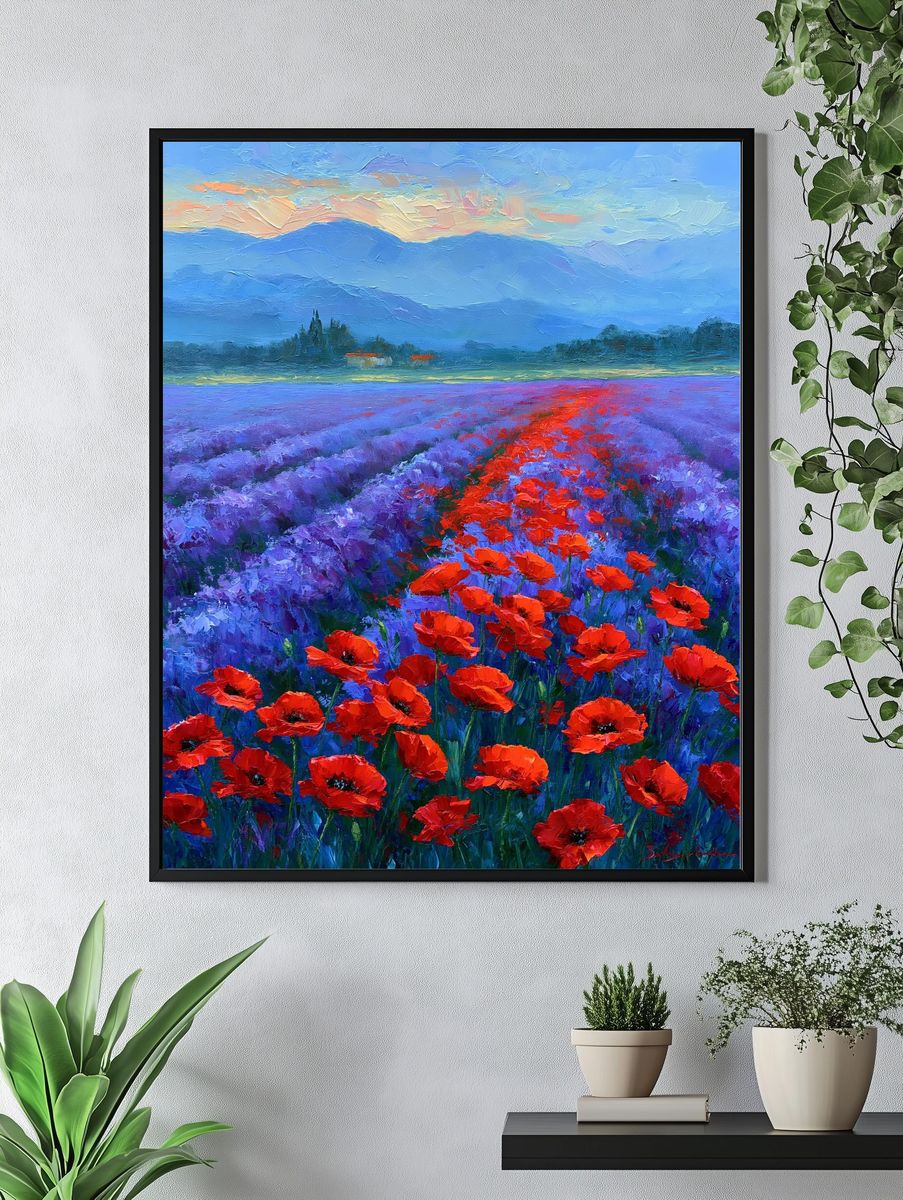 Poppy Field Landscape Print. — room view 4