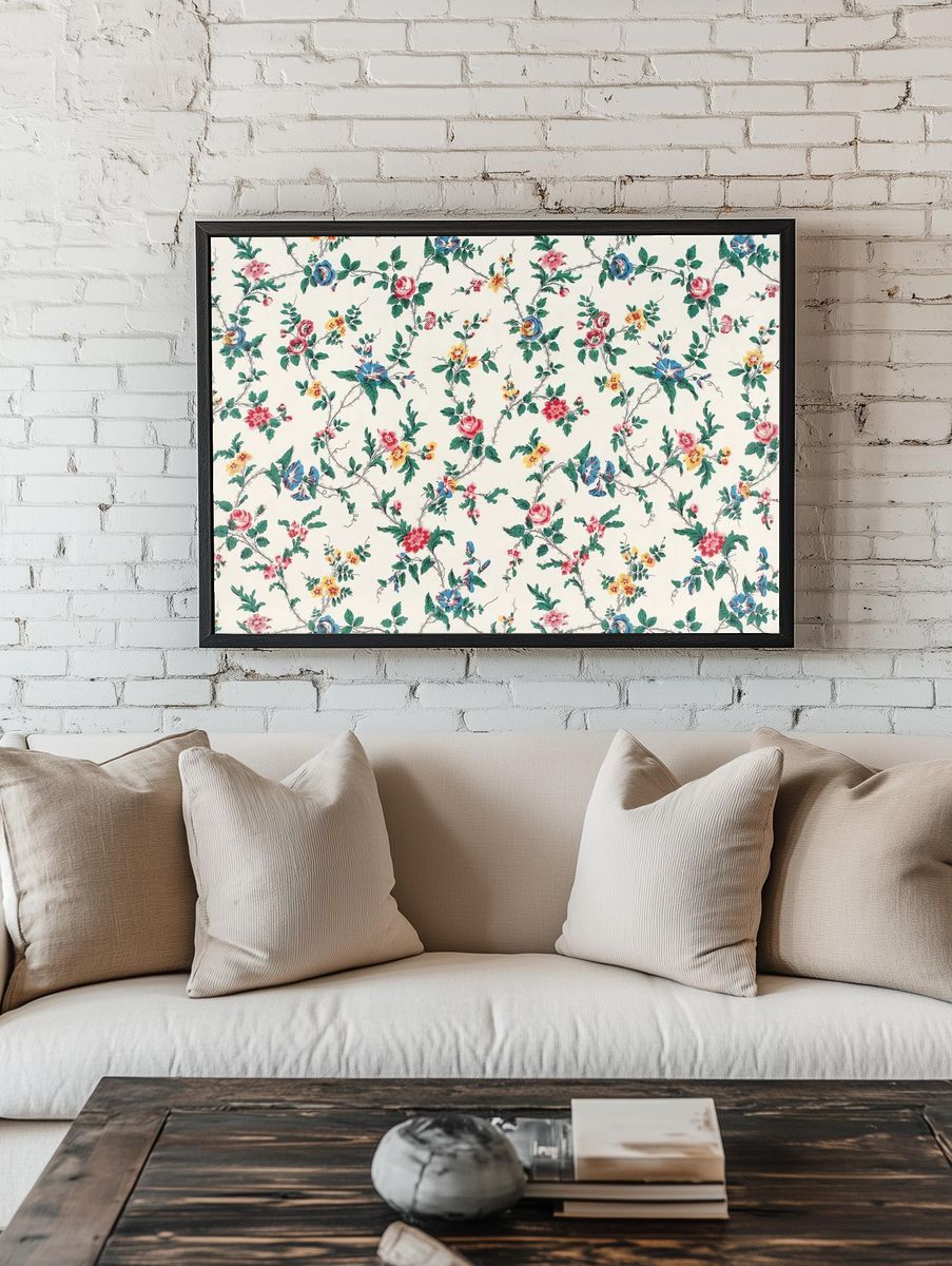 Flower textile white cotton (1800–1850). — room view 1