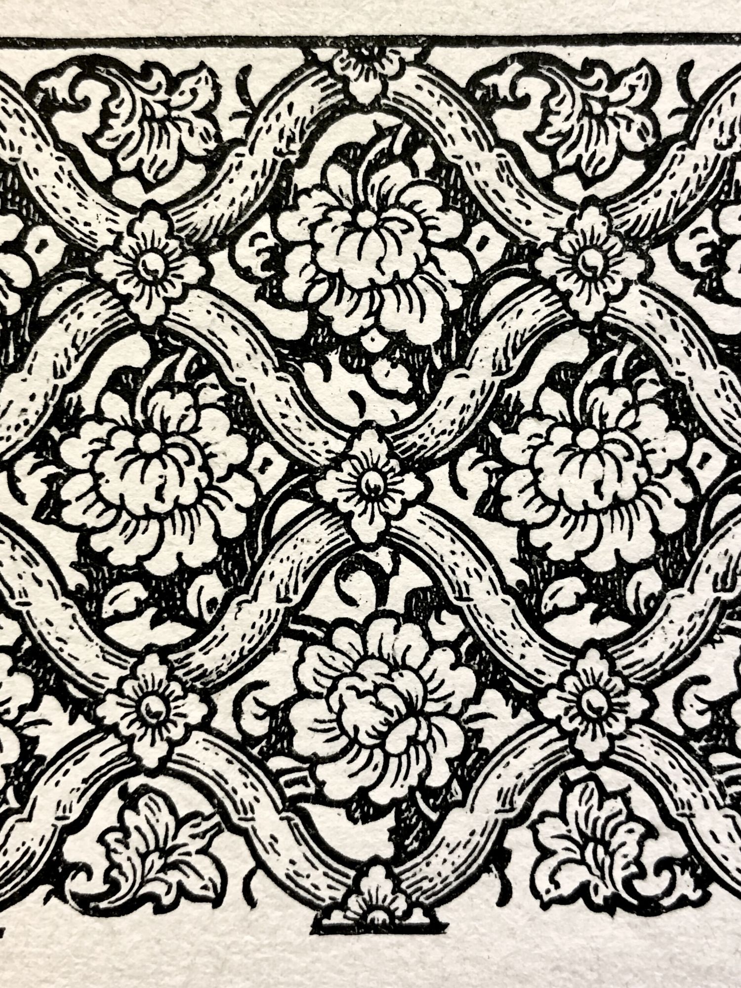 Floral Lattice Woodcut Print. poster detail