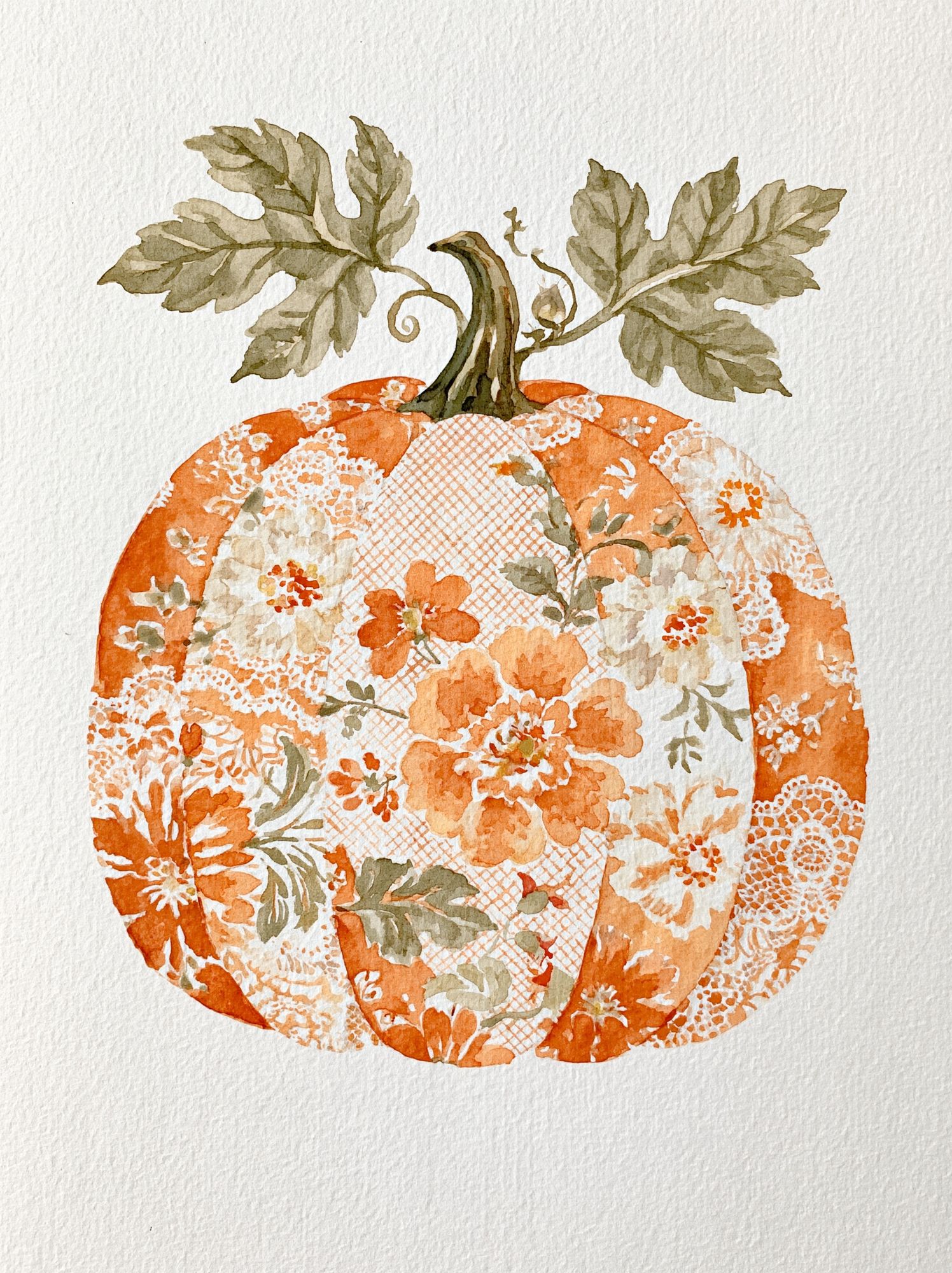 Floral Pumpkin Watercolor Poster. poster — botanical art