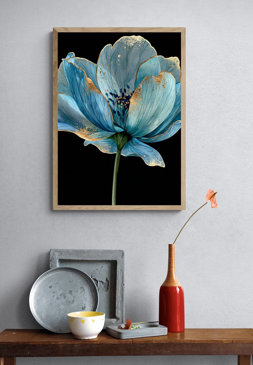 Blue Blossom Botanical Print. — room view 3