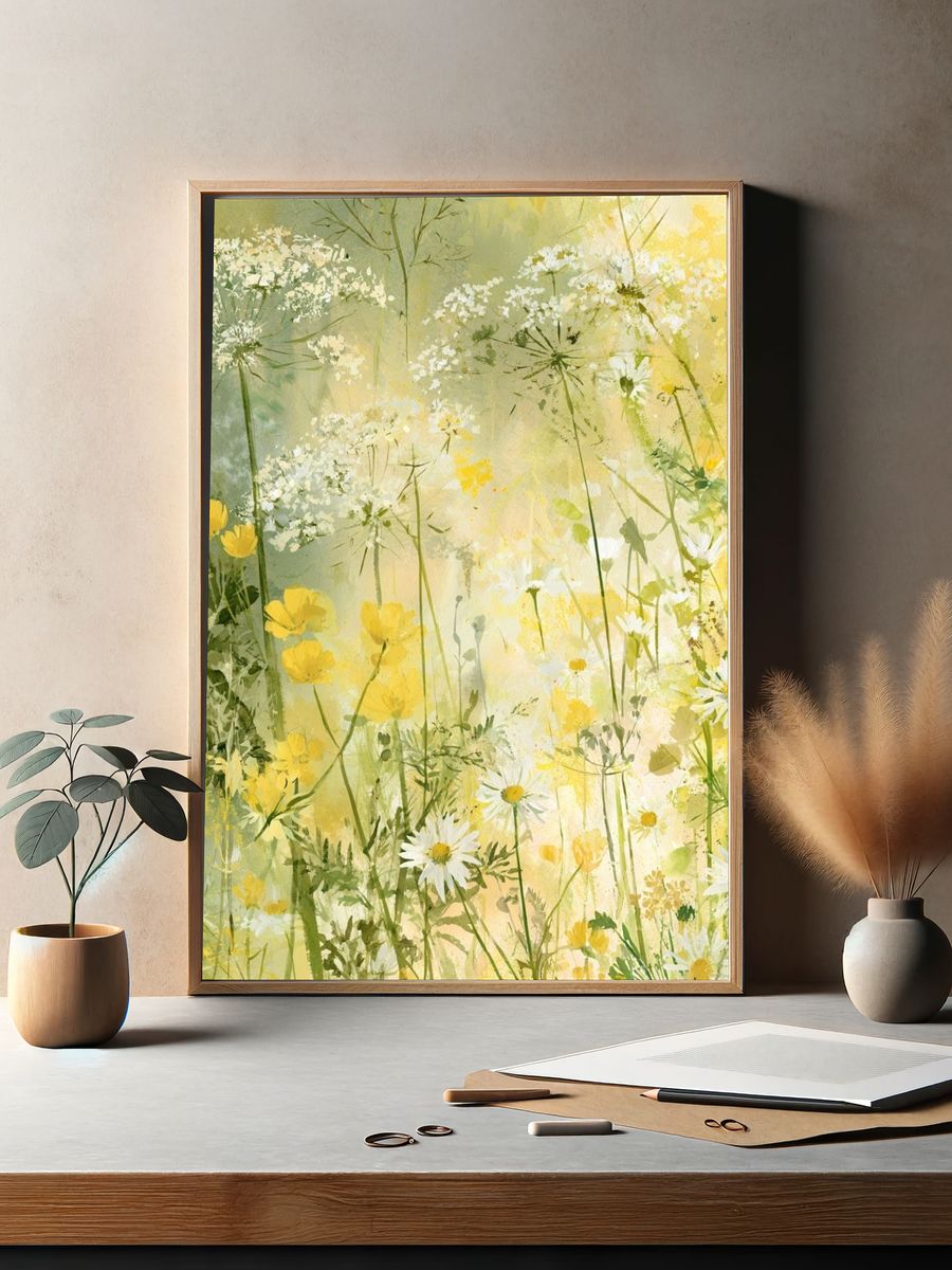 Wildflower Meadow Watercolor Print. — room view 2