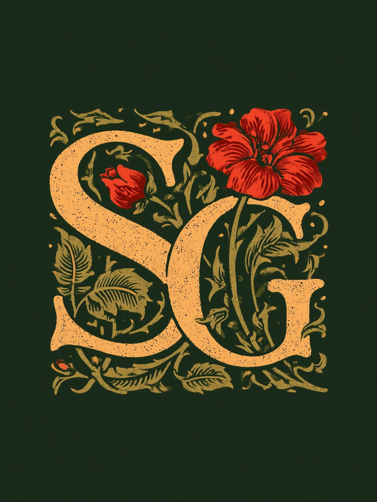 Floral Monogram C Poster. poster — botanical art
